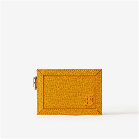 Grainy Leather TB Card Case Lanyard in Marigold .